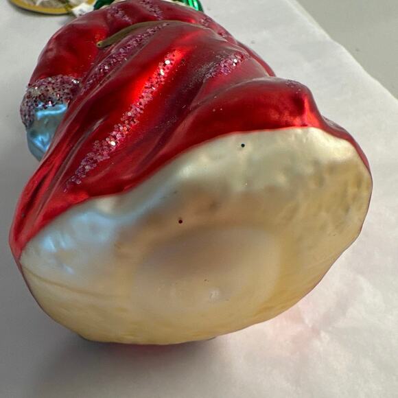 Rare Old World Christmas Santa Glitter Blown Glass Ornament Inge-Glas Germany - Picture 6 of 8